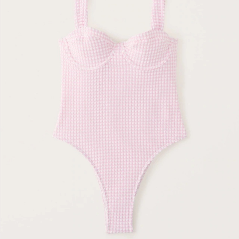 Abercrombie pink and white gingham one piece